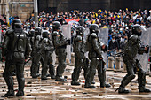 Police officers at 2021 Colombia tax reforms protests
