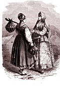 Women from the Valdai Hills, Russia, illustration