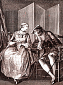 18th century lace worker, illustration