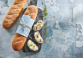 Home baked baguette with thyme