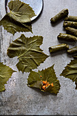 Koupepia with stuffed vine leaves