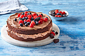 Chocolate cake with fresh berries