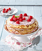 Pancake tart with raspberries