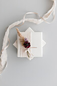 DIY gift wrap with dried flower posy