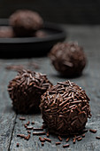 Rum balls with chocolate sprinkles