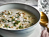 Cream of cauliflower soup with cress
