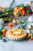 Mandarinentarte mit Vanillesauce zu Weihnachten