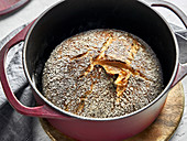 No-knead bread in a pot