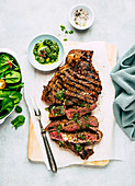 Grilled beef steak with chimichurri