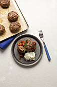 Asian meatballs with apricot tomato chutney and rice
