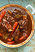 Stout-braised short ribs with horseradish and carrots