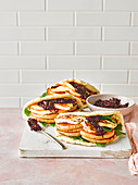 Squash and halloumi flatbreads with sweet chilli beetroot jam