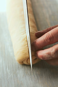 Cutting babka dough