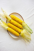 Blanched corn on the cob