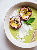 Exotic coconut and mint smoothie bowl