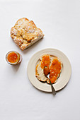Bread plait with apricot jam