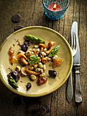 beans with green asparagus, mushrooms, and chocolate