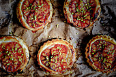 Blood orange tartlets made from puff pastry