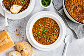 Vegan lentil soup with paprika