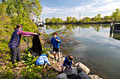 Volunteers cleaning parks, Michigan, USA