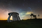Milky Way rising above Anta de Zedes dolmen, Portugal