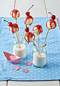 Lollipops made from white chocolate