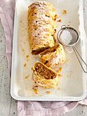 Puff pastry strudel with pears