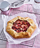 Rhubarb and strawberry galette
