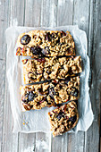 Damson cake with crumble topping