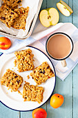 Flapjacks with apples, apricots and sultanas