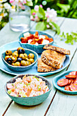 Pâté with smoked trout and prawns with nibbles
