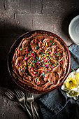 Chocolate cake with chocolate frosting