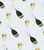 Grafisches Muster mit Champagnergläsern und Schattenwurf