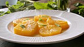 Orange with mint and honey - step by step