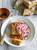 Mushroom aspic with red onions