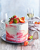 Marbled strawberry cake