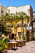 Greek restaurant in the old town of Chania, Crete