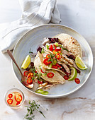 Tacos with chicken and pickled vegetables