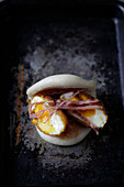 Breakfast bun with egg and ham (Bao bun)