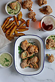 Cauliflower wings with chips and beer