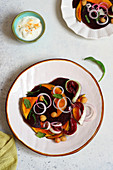 Beetroot and pumpkin salad with chickpeas