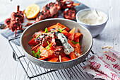 Lamb skewers with oriental carrots