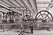 Steam factory for pneumatic post, 19th century illustration