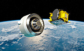 Eutelsat Quantum satellite being deployed, illustration