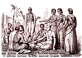 Brahmin wedding, India, 19th century illustration