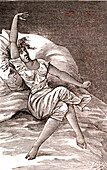 Female hysteria, 19th century illustration