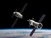 Shenzhou docking with Tiangong space station, illustration