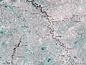 Flooding in Western Europe, July 2021, satellite image
