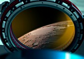 View of Mars from an orbiting spacecraft, illustration