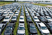 Unfinished trucks due to semiconductor shortage, USA